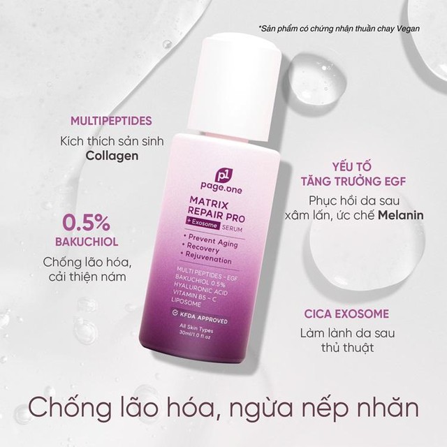 Matrix Repair Pro + Exosome chứa công thức 10 loại peptide giúp cải thiện nếp nhăn