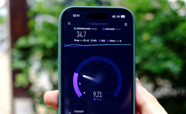 Mạng 5G có thời điểm rớt xuống thấp hơn tốc độ 4G, với độ trễ (Ping) lên tới 43 ms