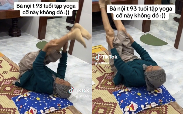 Cụ bà 93 tuổi 'tập yoga' bật mí bí quyết dẻo dai- Ảnh 1.