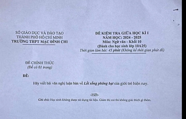 Đề thi bàn về ‘Lối sống phông bạt’: Học sinh nghĩ gì?- Ảnh 1.