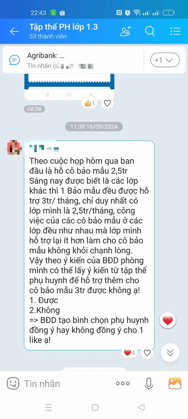 Phụ huynh vận động đóng tiền cho cô bảo mẫu, nhà trường yêu cầu dừng ngay- Ảnh 2.