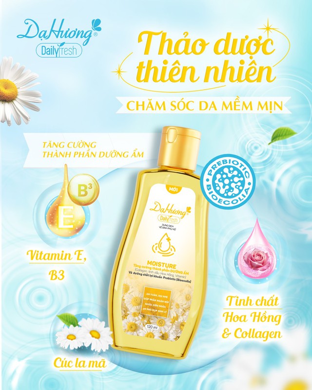 Dạ Hương Daily Fresh Moisture chứa dưỡng chất lợi khuẩn Prebiotic và các thảo dược thiên nhiên