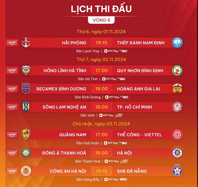 Lịch thi đấu vòng 6 V-League mới nhất hôm nay: CLB HAGL có cơ hội lên đỉnh- Ảnh 4.