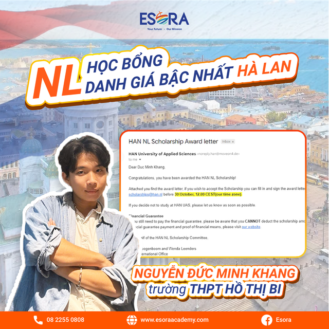 Esora Academy liên tiếp đạt 3 học bổng Hà Lan The NL Scholarship kỳ xuân 2025- Ảnh 3.