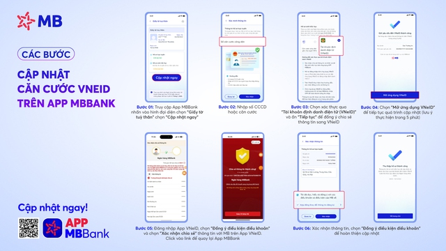 App MBBank hỗ trợ cập nhật căn cước công dân qua tài khoản VNeID