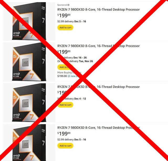 CPU AMD Ryzen 7 9800X3D giả xuất hiện trên Amazon dịp Black Friday- Ảnh 1.