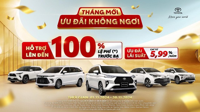 Toyota chiếm ưu thế trong cuộc đua doanh số với ưu đãi 100% thuế trước bạ