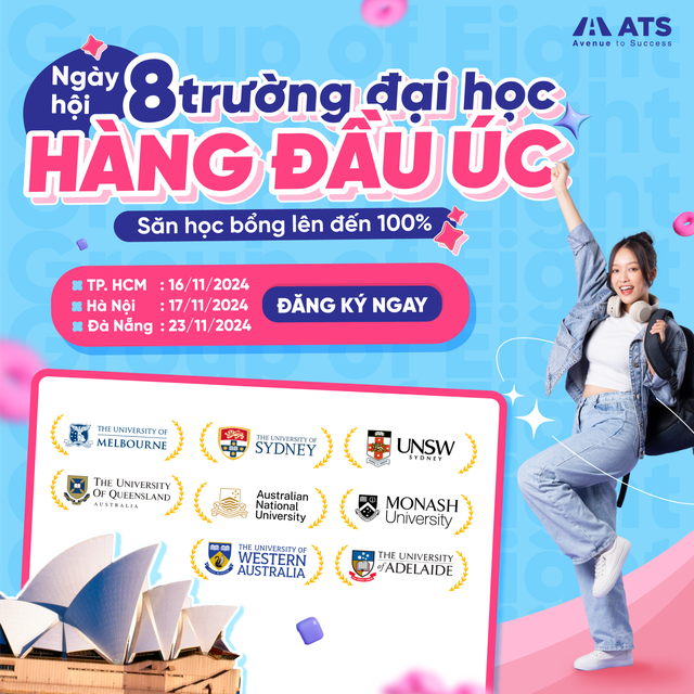 Lên lộ trình du học trực tiếp với đại diện 8 trường đại học hàng đầu Úc cùng ATS