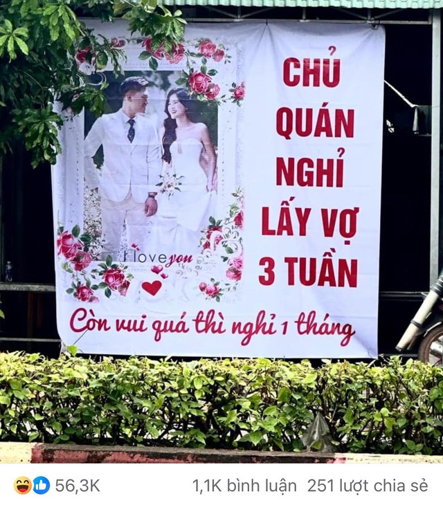 Chủ quán thông báo gây chú ý: Nghỉ lấy vợ 3 tuần, vui quá nghỉ 1 tháng- Ảnh 1.