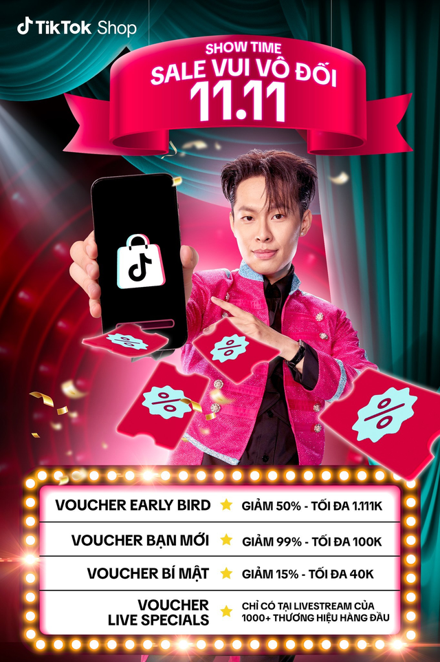 Loạt voucher "khủng" của TikTok Shop trong chương trình "Sale vui vô đối" 11.11