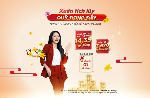 Agribank triển khai chương trình Tiết kiệm dự thưởng ‘Xuân tích lũy - Quỹ đong đầy’- Ảnh 1.