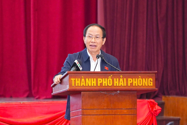 Bí thư Hải Phòng Lê Tiến Châu: &quot;Hải Phòng sẽ gương mẫu, đi đầu trong tinh gọn tổ chức bộ máy, biên chế&quot; (Ảnh: Trần Hương)