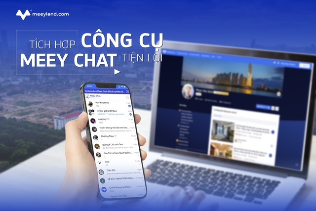 Việc tích hợp công cụ Meey Chat giúp nhà môi giới bất động sản trò chuyện, trao đổi trực tiếp với khách hàng ngay trên nền tảng meeyland.com một cách nhanh chóng