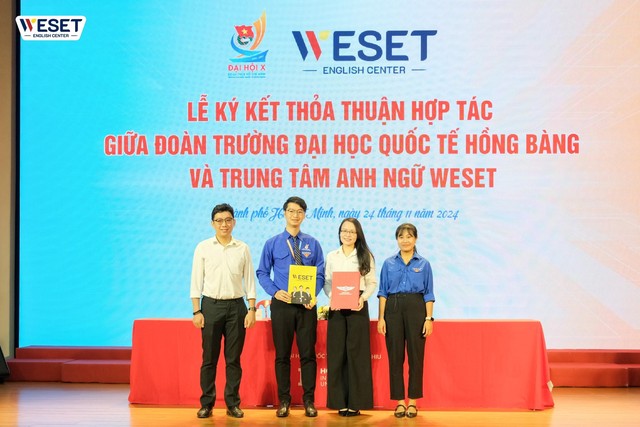 WESET English Center và Trường ĐH Quốc tế Hồng Bàng tại buổi lễ ký kết thỏa thuận hợp tác. (Nguồn: WESET English Center)