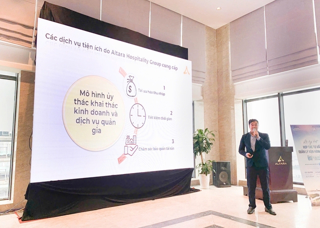 Ông Trương Công Hoài Nhơn - Managing Director Altara Hospitality Group chia sẻ về các dịch vụ tiện ích sẽ cung cấp tại dự án Nam Ô Discovery