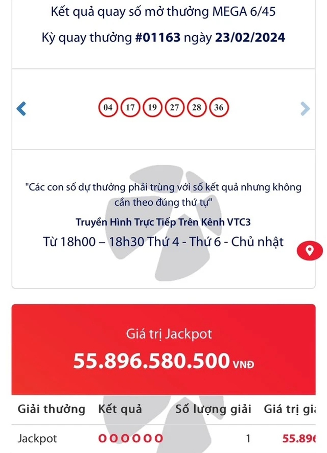 Một khách hàng vừa trúng giải Jackpot gần 56 tỉ đồng- Ảnh 1.