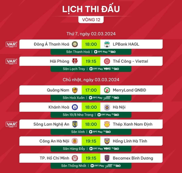 Lịch thi đấu và trực tiếp vòng 12 V-League: Các đội cuối bảng vượt thác, HAGL gặp ‘bão’- Ảnh 6.