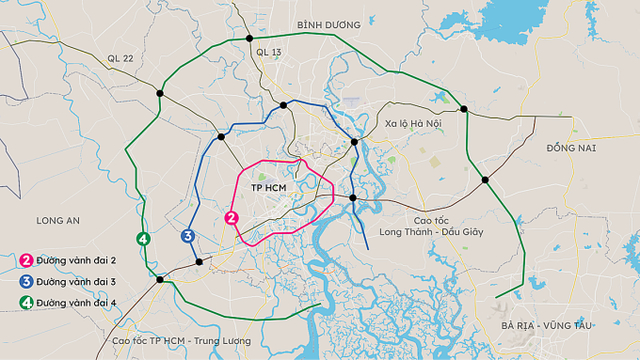 Đường Vành đai 3 có 7 km qua Long An, trong khu Vành đai 4 có hơn 70 km