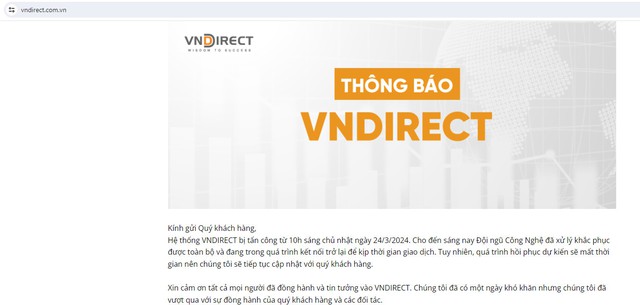 Công an vào cuộc vụ hệ thống chứng khoán VNDirect bị tấn công- Ảnh 1.