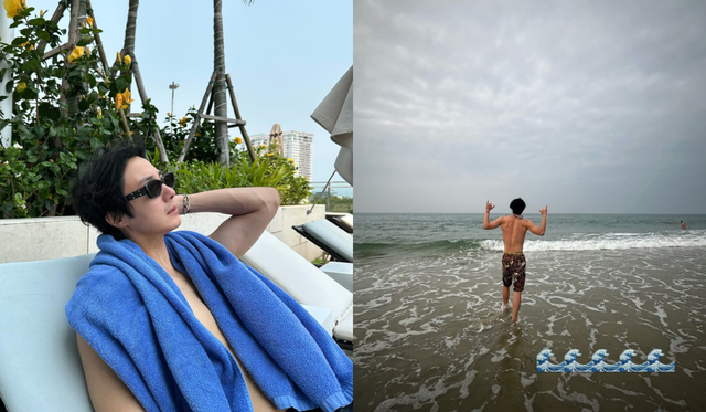 Nam diễn viên khoe ảnh tắm hồ bơi, tắm biển khi đến Đà Nẵng