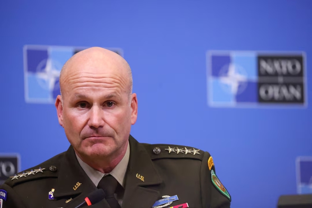 Người đứng đầu Bộ Tư lệnh châu Âu của Mỹ Christopher G. Cavoli tham dự cuộc họp báo sau cuộc họp của Ủy ban Quân sự NATO ở Brussels (Bỉ) ngày 19.1.2023