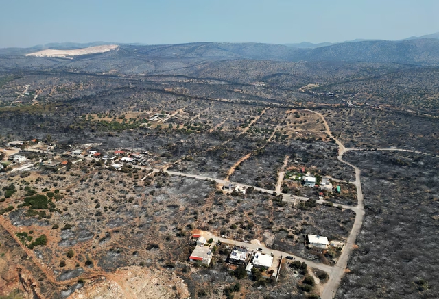 Hiện trạng khu định cư Tsakali (phía tây Athens, Hy Lạp) ngày 20.7.2023 sau vụ cháy rừng