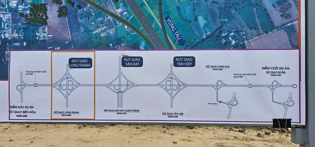 Sơ đồ toàn tuyến và các nút giao của cao tốc Biên Hòa - Vũng Tàu