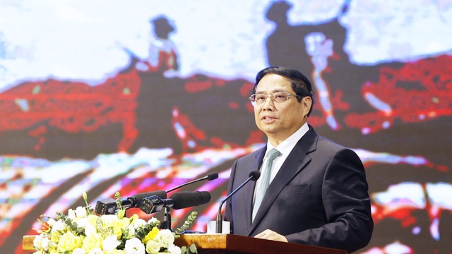 Thủ tướng Phạm Minh Chính phát biểu tại cuộc gặp mặt, tri ân chiến sĩ Điện Biên, thanh niên xung phong, dân công hỏa tuyến tham gia chiến dịch Điện Biên Phủ