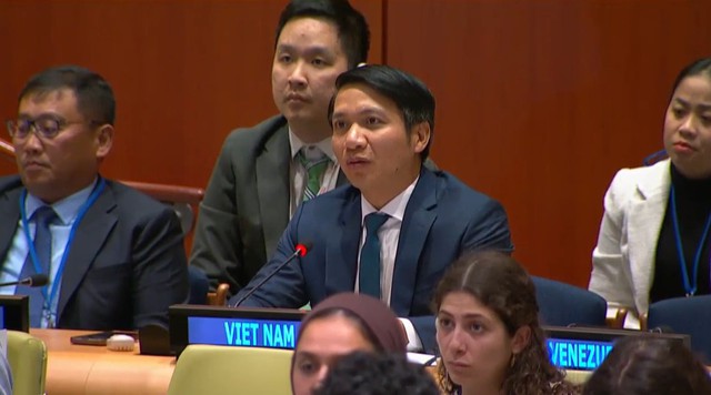 Anh Nguyễn Ngọc Lương phát biểu tại phiên toàn thể Diễn đàn Thanh niên ECOSOC 2024