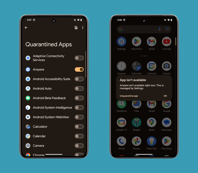 Tính năng Quarantine Apps trên Android 15