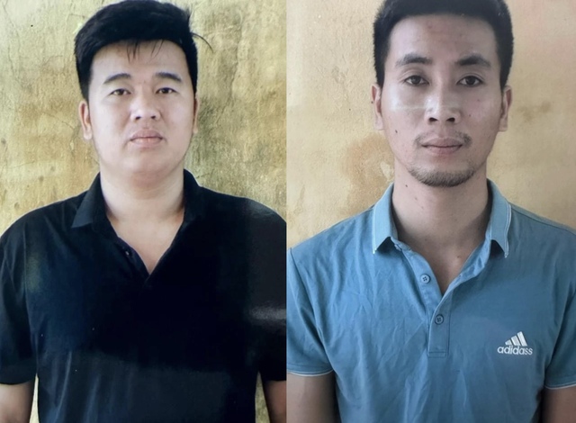 Nguyễn Nam Hùng (trái) và Đoàn Văn Quang tại cơ quan điều tra