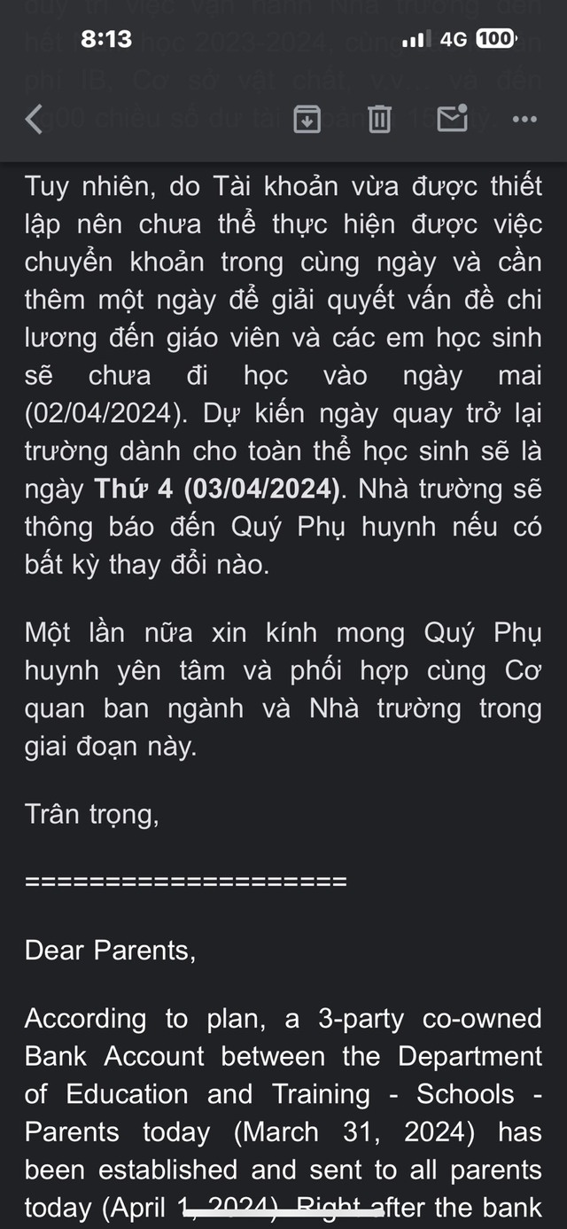 Trường quốc tế AISVN: Phụ huynh góp 20 tỉ đồng, khi nào học sinh trở lại trường?- Ảnh 1.