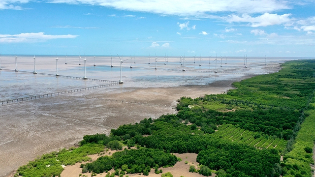 Đồng bằng sông Cửu Long có hơn 700 km bờ biển (bằng 23% cả nước), giàu tiềm năng về tài nguyên và năng lượng tái tạo. Cánh đồng điện gió ở Bạc Liêu