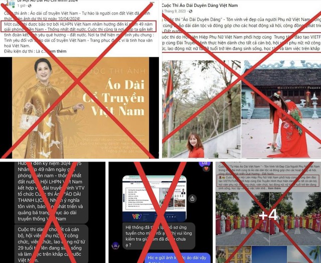 Nhiều cuộc thi áo dài lấy danh nghĩa Hội Liên hiệp phụ nữ Việt Nam được quảng cáo trên mạng xã hội trong thời gian gần đây