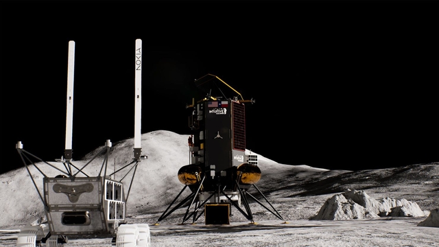 Ảnh mô phỏng robot thám hiểm và tàu đổ bộ mặt trăng