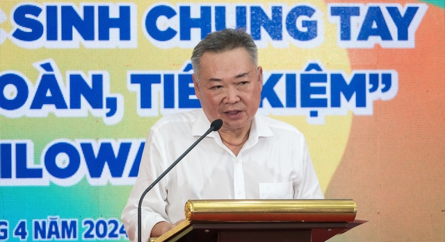 Ông Phạm Quốc Bảo, Chủ tịch Hội đồng thành viên Tổng công ty Điện lực TP.HCM, phát biểu tại sự kiện lễ ra mắt gameshow 