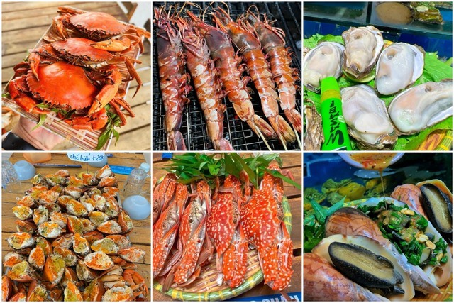 Những món hải sản tươi chế biến hấp dẫn phục vụ thực khách tại Vựa cua Đăng Quân
