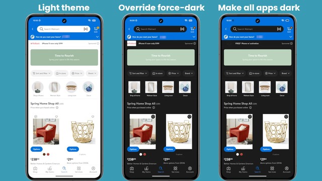 Tùy chọn 'Make all apps dark' có thể bật giao diện Dark Mode trên mọi ứng dụng
