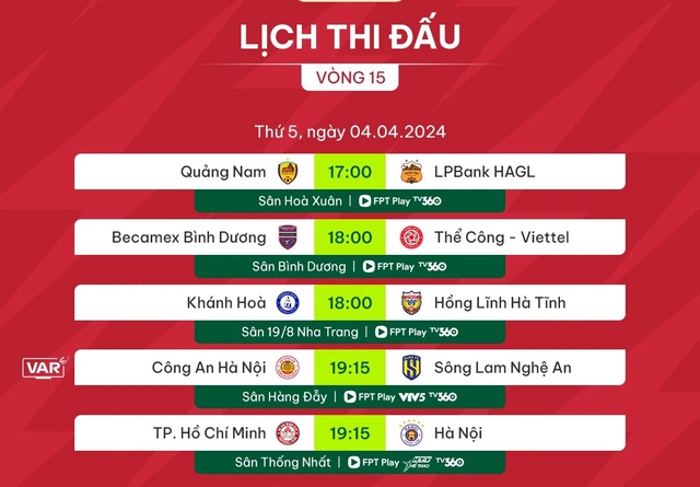 Lịch thi đấu và trực tiếp vòng 15 V-League hôm nay (4.4): LPBank HAGL vượt khó- Ảnh 6.