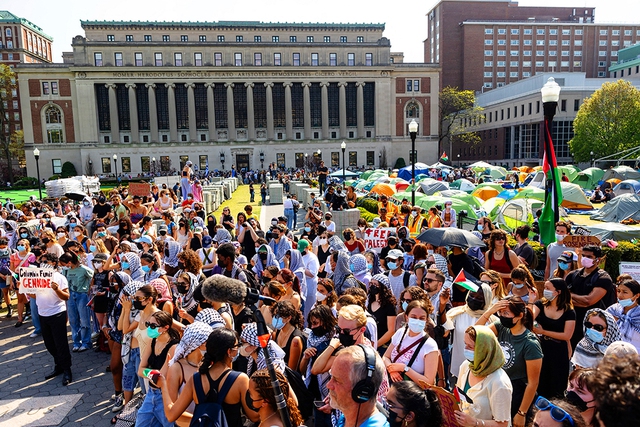 Biểu tình ủng hộ người Palestine tại Đại học Columbia (bang New York, Mỹ) ngày 29.4