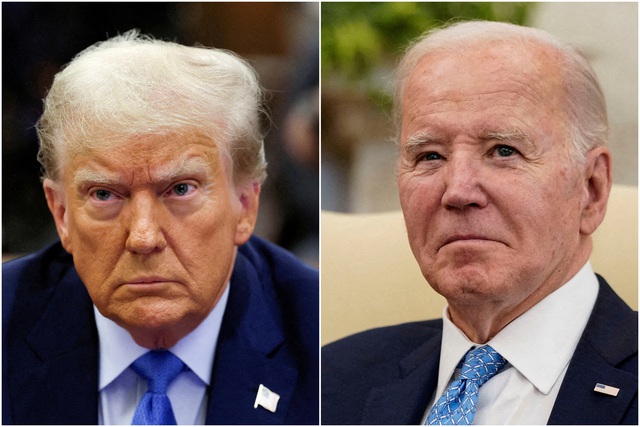 Ông Donald Trump (trái) và ông Joe Biden