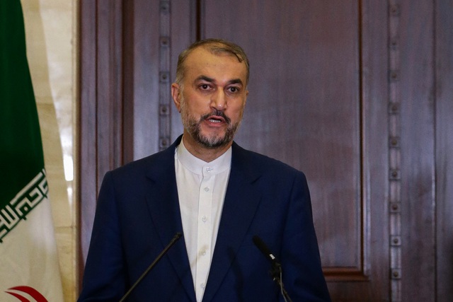 Ngoại trưởng Iran Hossein Amir-Abdollahian phát biểu trong cuộc họp báo ở Damascus (Syria) ngày 8.4