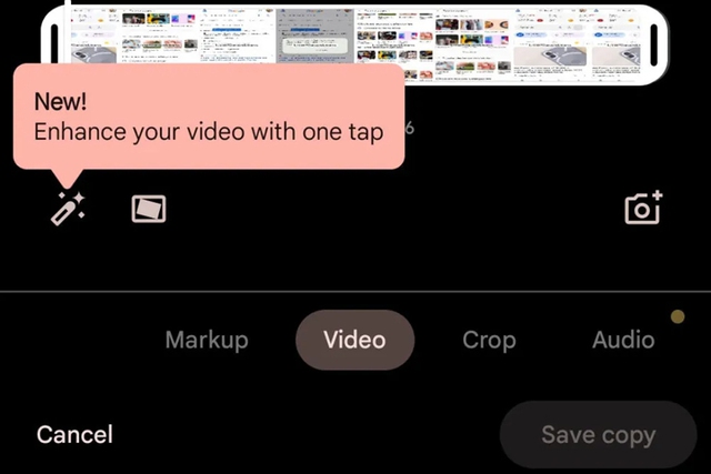 Công cụ Enhance your video cho phép tối ưu hóa video chỉ với một cú chạm