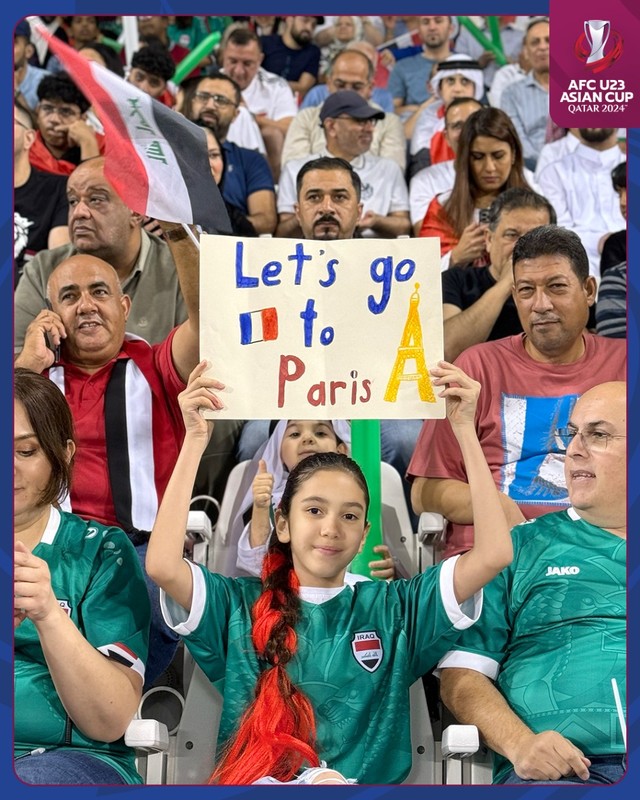 Cổ động viên đội U.23 Iraq bày tỏ mong muốn đội mình giành vé tham dự Olympic Paris 2024