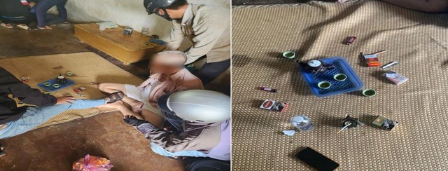 Hiện trường vụ tổ chức sử dụng trái phép chất ma túy ở H.Đắk Song, tỉnh Đắk Nông