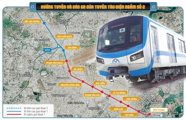 Sơ đồ hướng tuyến và các ga metro số 2