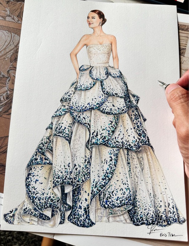 Phát vẽ lại khoảnh khắc nữ diễn viên Natalie Portman diện trang phục của Dior tại Liên hoan phim Cannes 2023