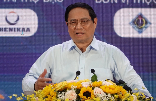 Thủ tướng Phạm Minh Chính phát biểu tại ngày hội khởi nghiệp quốc gia của HSSV