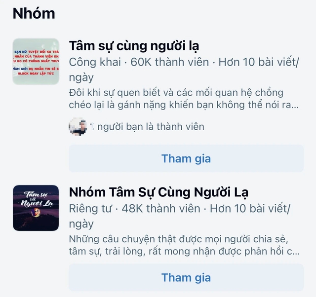 Những hội nhóm tâm sự cùng người lạ thu hút khá đông người tham gia