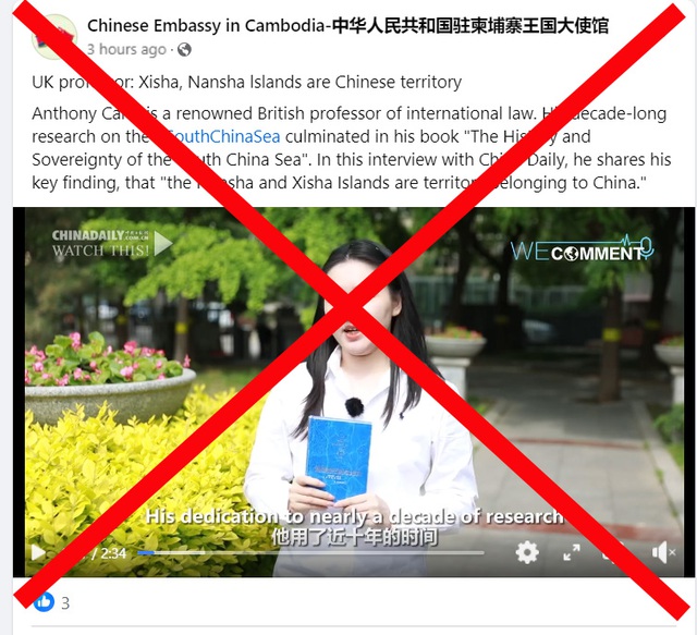 Tuyên truyền sai trái về cái gọi là “giáo sư về luật quốc tế của Anh khẳng định Tây Sa và Nam Sa thuộc chủ quyền Trung Quốc”